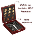 Kit Abridor De Vinho 4 Peças E Jogo Xadrez De Madeira