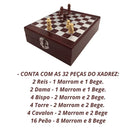 Kit Abridor De Vinho 4 Peças E Jogo Xadrez De Madeira