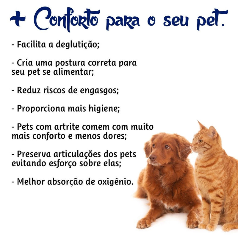 Comedouro P/ Gato Cachorro Pet Elevado Duplo 2 Potes Madeira PINUS CLARO