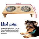 Comedouro P/ Gato Cachorro Pet Elevado Duplo 2 Potes Madeira PINUS CLARO