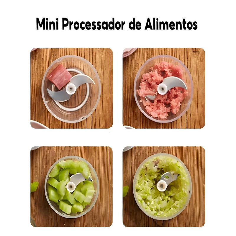 2 em 1 - Mini Batedeira e Processador Triturador Elétrico Recarregável USB